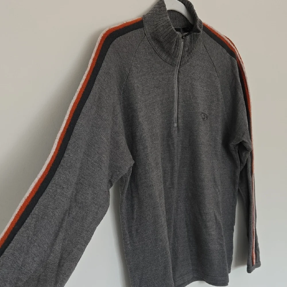 Men's Gray Half-Zip Icebreaker merino wool sweater gray warm outdoor Medium - Picture 2 of 6